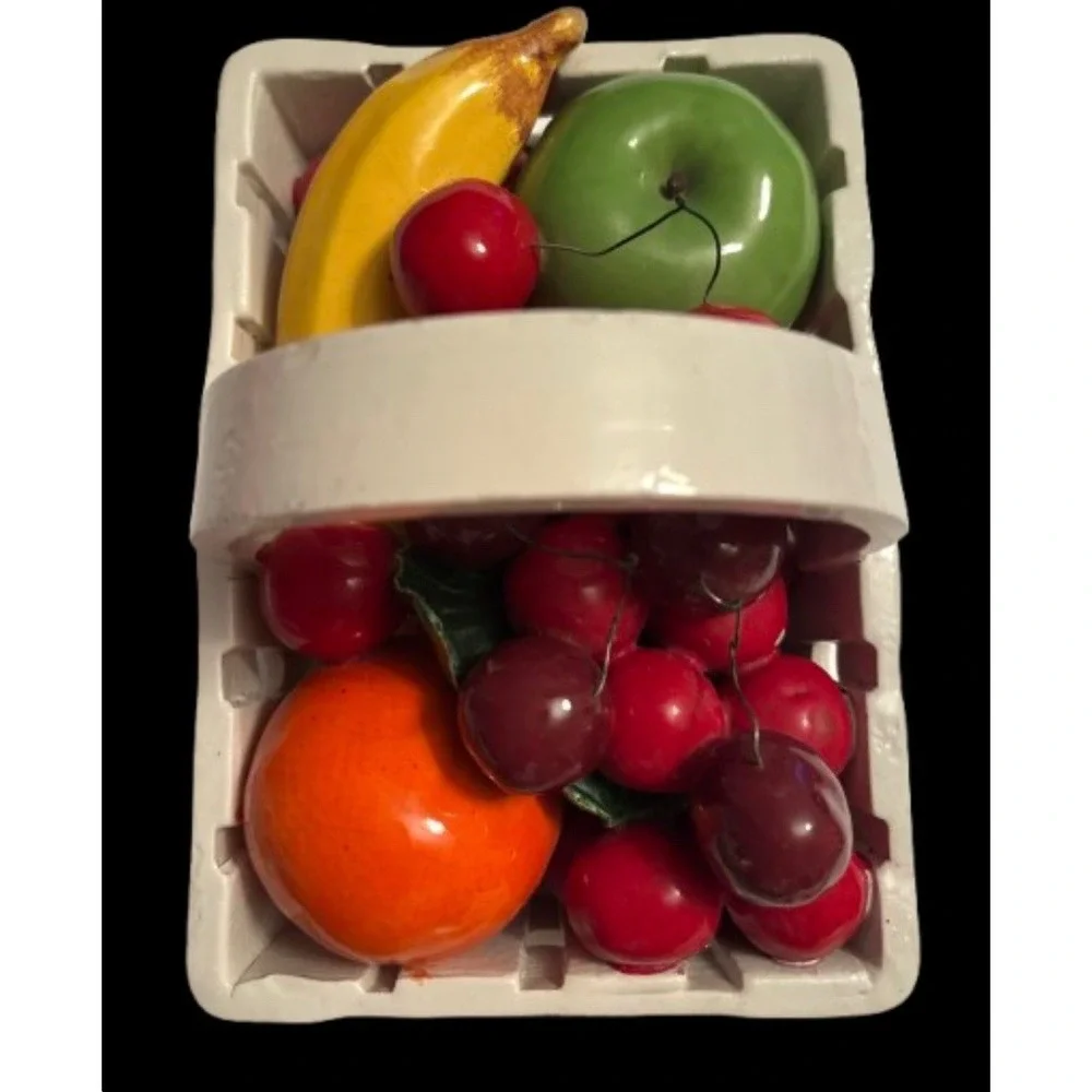Italian Fruit Basket Vintage Italian Wire Cherries Banana Apple Orange Rare‎